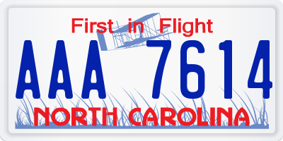 NC license plate AAA7614