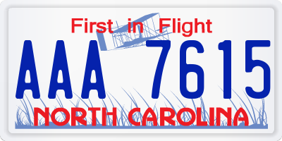 NC license plate AAA7615