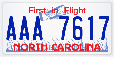 NC license plate AAA7617