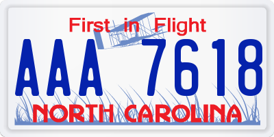 NC license plate AAA7618