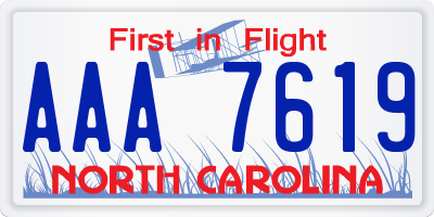 NC license plate AAA7619