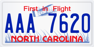 NC license plate AAA7620