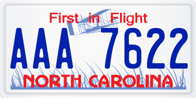 NC license plate AAA7622