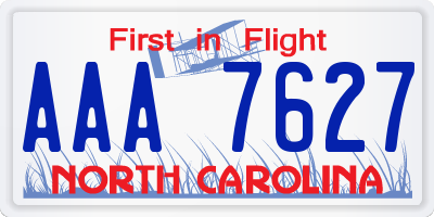 NC license plate AAA7627