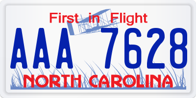 NC license plate AAA7628