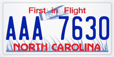 NC license plate AAA7630