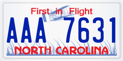 NC license plate AAA7631