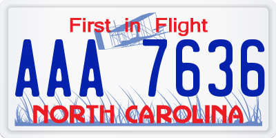 NC license plate AAA7636