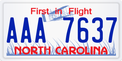 NC license plate AAA7637