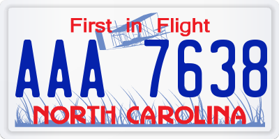 NC license plate AAA7638