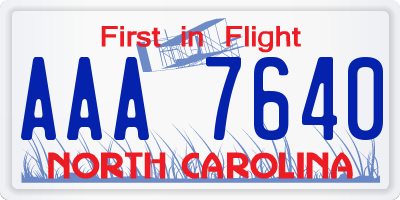 NC license plate AAA7640