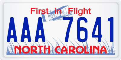 NC license plate AAA7641