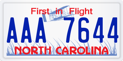 NC license plate AAA7644