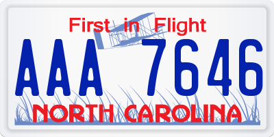 NC license plate AAA7646