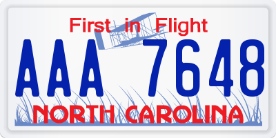 NC license plate AAA7648