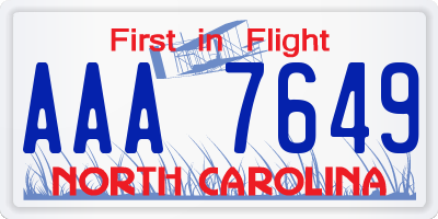 NC license plate AAA7649