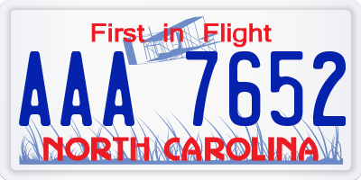 NC license plate AAA7652