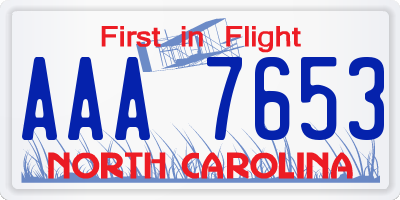 NC license plate AAA7653