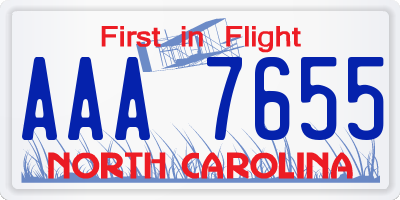 NC license plate AAA7655