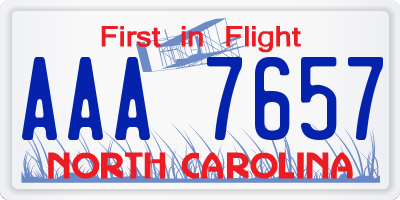 NC license plate AAA7657