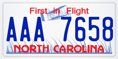 NC license plate AAA7658