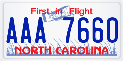 NC license plate AAA7660