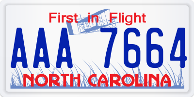 NC license plate AAA7664