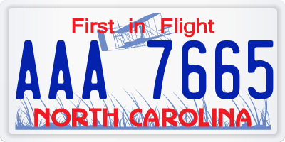 NC license plate AAA7665