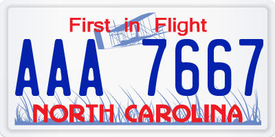 NC license plate AAA7667