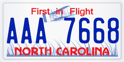 NC license plate AAA7668