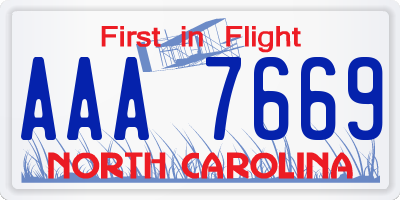 NC license plate AAA7669