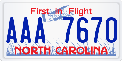 NC license plate AAA7670