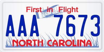 NC license plate AAA7673