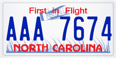 NC license plate AAA7674