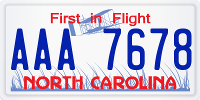 NC license plate AAA7678