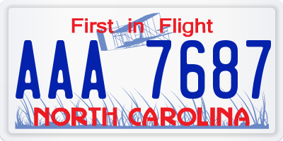 NC license plate AAA7687