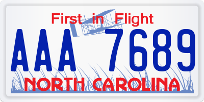 NC license plate AAA7689