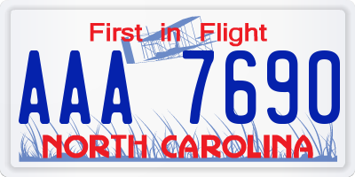 NC license plate AAA7690