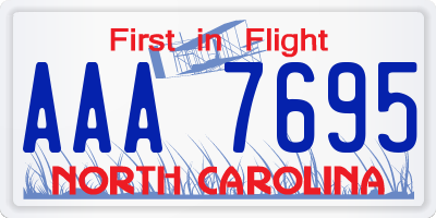 NC license plate AAA7695