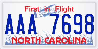 NC license plate AAA7698