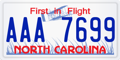 NC license plate AAA7699