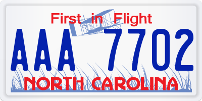 NC license plate AAA7702