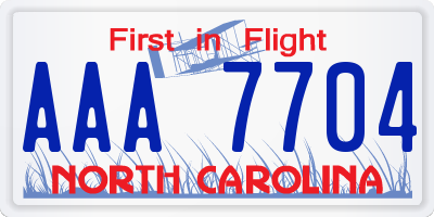 NC license plate AAA7704