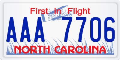 NC license plate AAA7706