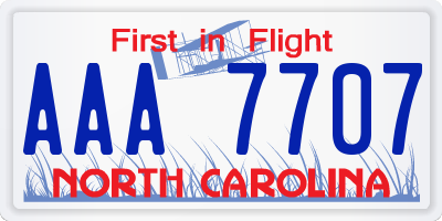 NC license plate AAA7707