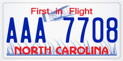 NC license plate AAA7708