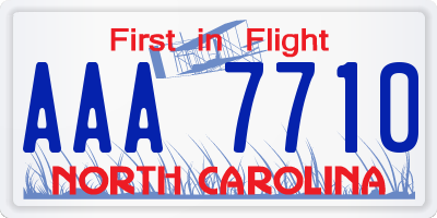 NC license plate AAA7710