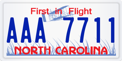 NC license plate AAA7711