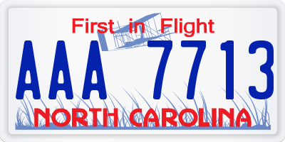 NC license plate AAA7713