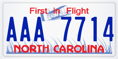 NC license plate AAA7714